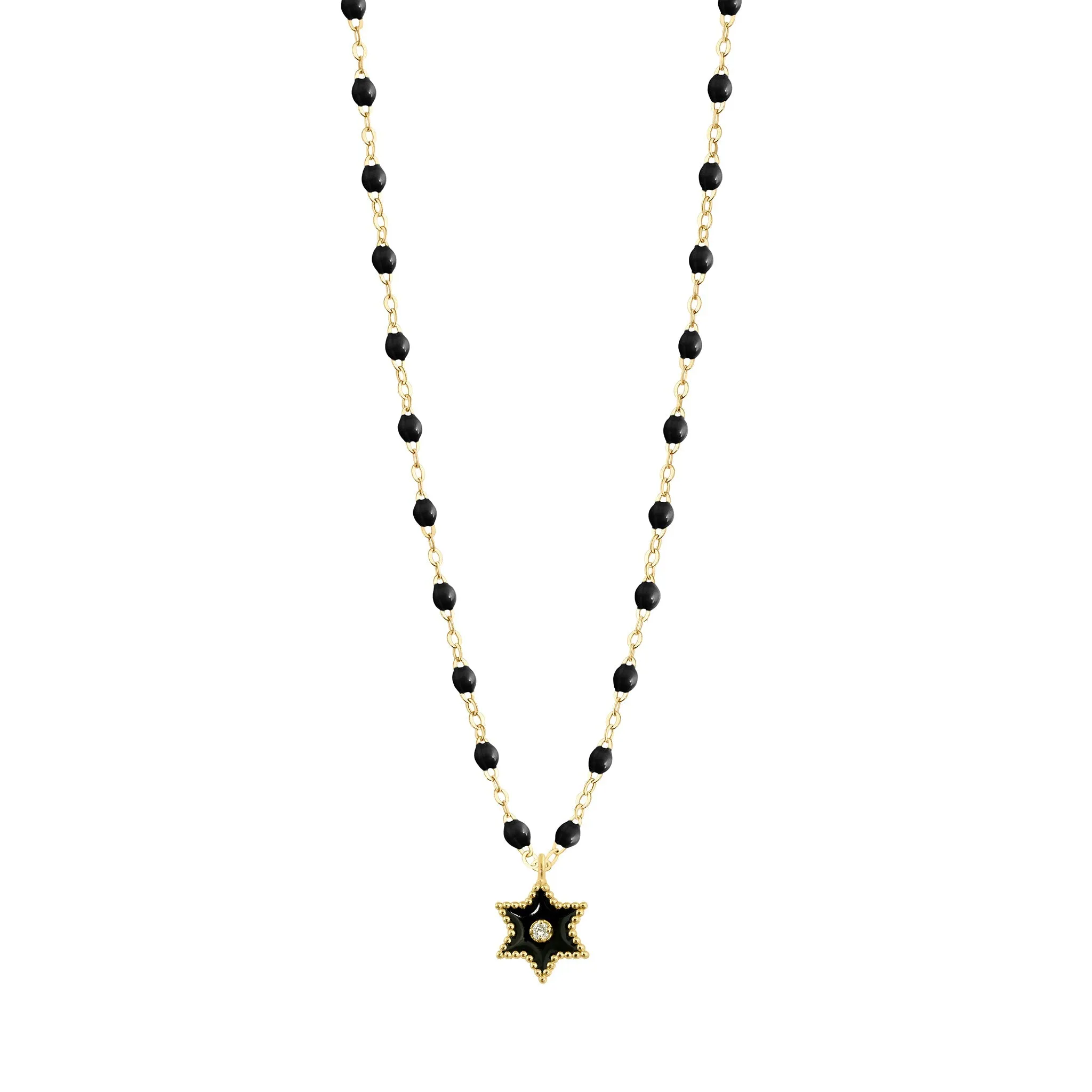 Étoile Diamond Necklace, Black, Yellow Gold, 16.5